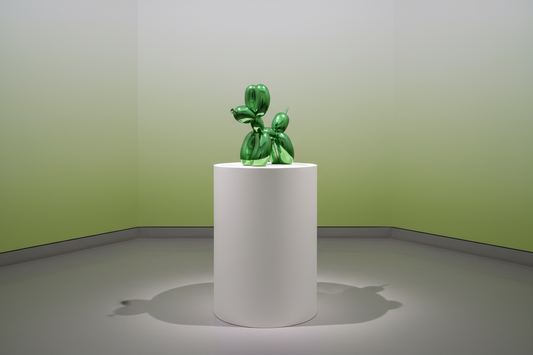 Figura de perro grande de color verde eléctrico