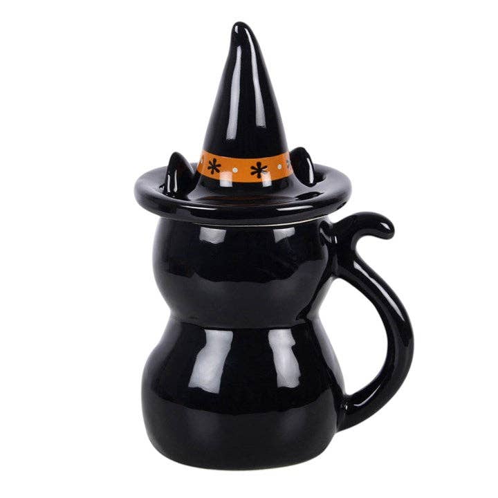 Mug à couvercle Chat noir Halloween — Frightful Folk