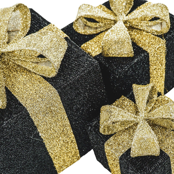 Cadeau de Noël LED - S3 - Polystyrène - Noir/Or - 15/20/25 cm