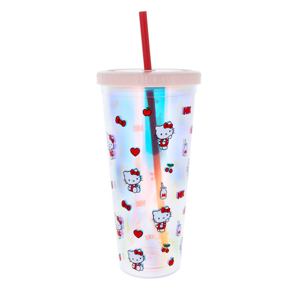 Gobelet – Hello Kitty rose holographique avec paille | Blueprint Collections – vue 2