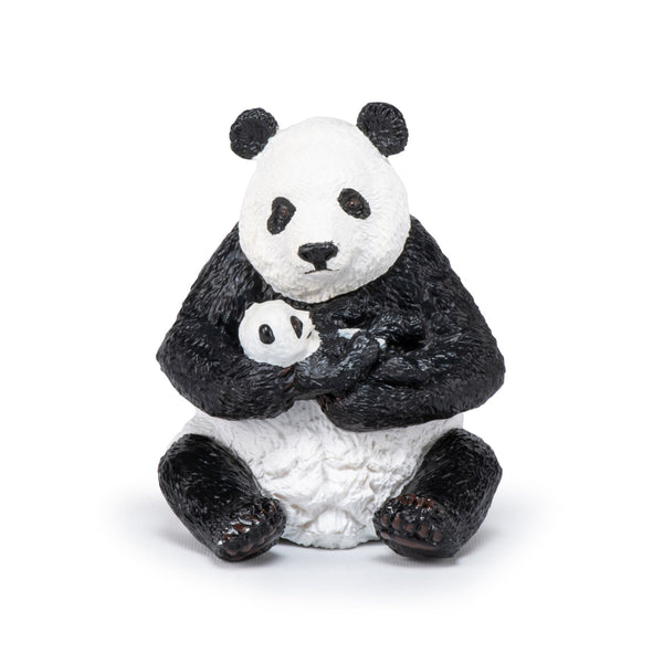 Figurine Panda assis et son bébé Papo - animal sauvage