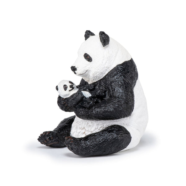Figurine Panda assis et son bébé Papo - animal sauvage