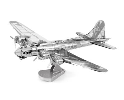 MetalEarth Aviation: B-17 FLYING FORTRESS (BOEING) 14.7x11.3x4.3cm, maquette 3D en métal avec 2 feuilles, sur carte 12x17cm, 14+