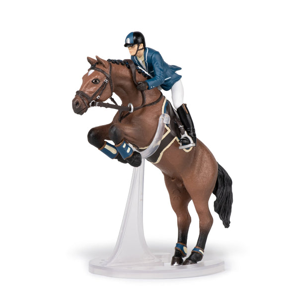 Figurine Cheval de saut d'obstacle et son cavalier Papo - cheval