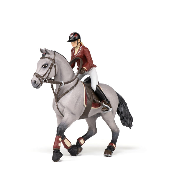 Figurine Cheval de concours et sa cavalière Papo - cheval