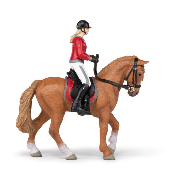 Figurine Cheval de promenade et sa cavalière Papo - cheval