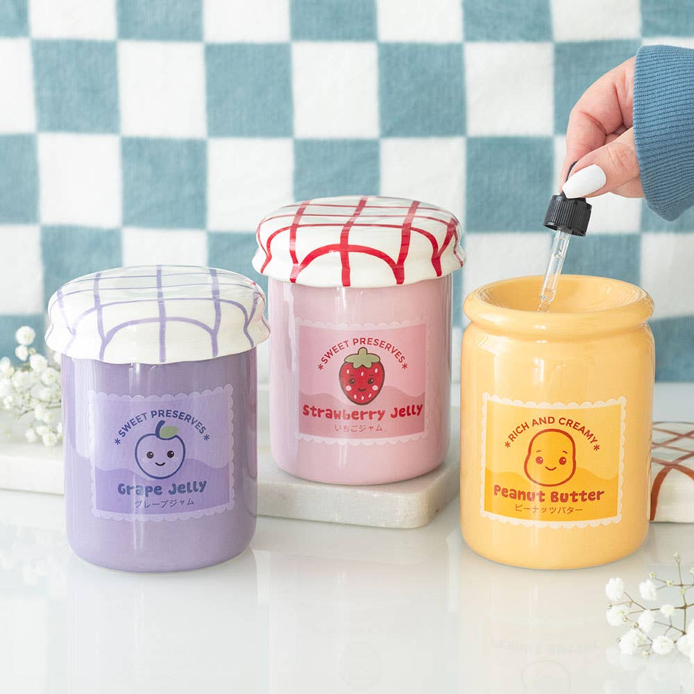 Brûleur d'huile et chauffe-cire en forme de pot de gelée de fraise