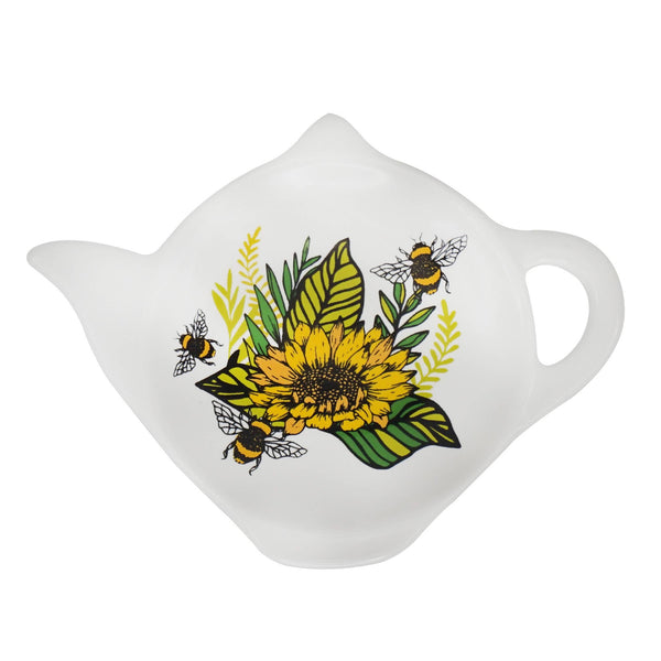 Soporte para cucharas con forma de girasol y miel de abeja para bolsitas de té