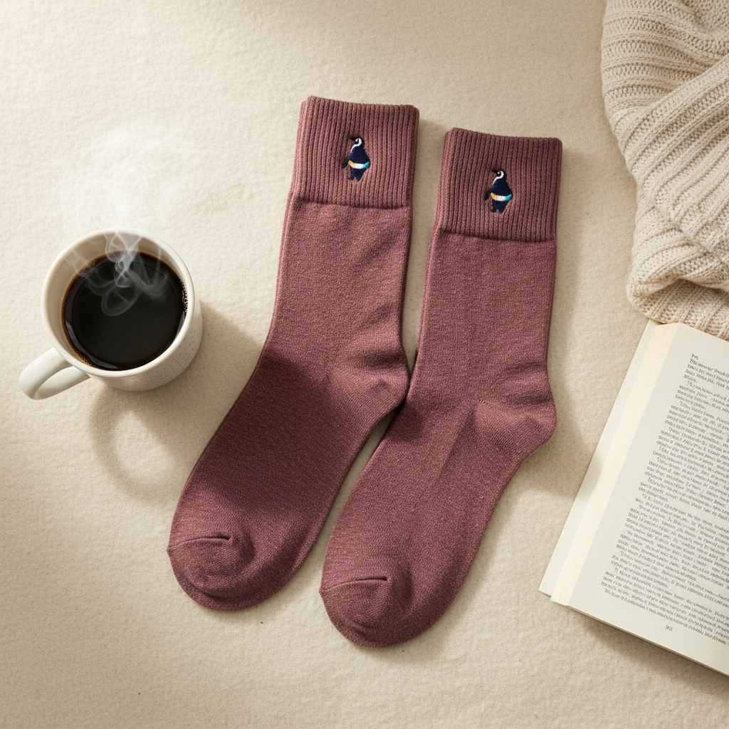 Calcetines de pingüino bordados