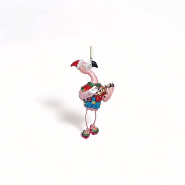 Boule de Noël Flamant rose avec guitare