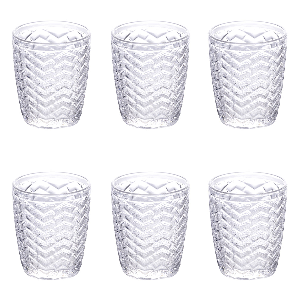 TWIST SET 6 WATER GLASSES TRANSPARENT COLOR 295ML - 5900635