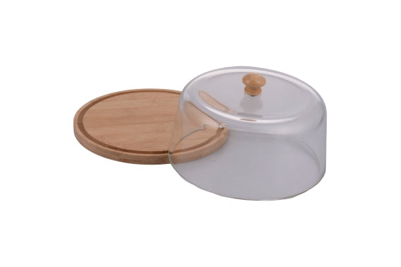 BAMBOO TRAY/GLASS BELL D.16,5 CM - 5921319