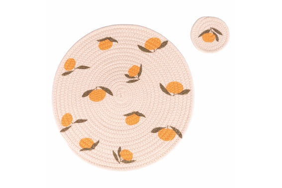 FRUIT FOR ONE PLACEMAT+TANGERINE COASTER SET - 5921769