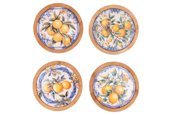 FRUIT LIFE TILE 13CM CERAM/BAMBOO 4ASS - 5926472