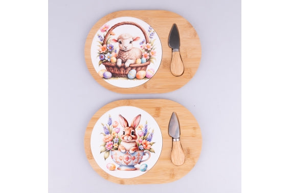 EASTER FARM CUTTING BOARD 19X26.5 W/KNIV. 2ASS - 5926477
