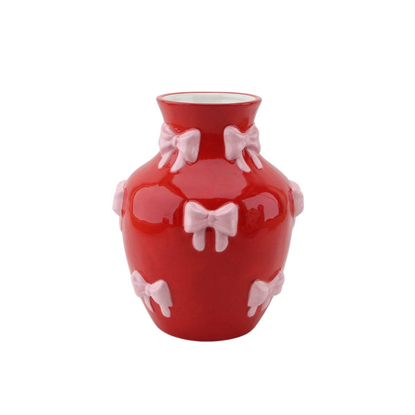 Vase - Vase à fleurs Rubans - Rouge/Rose - 14x14x19cm