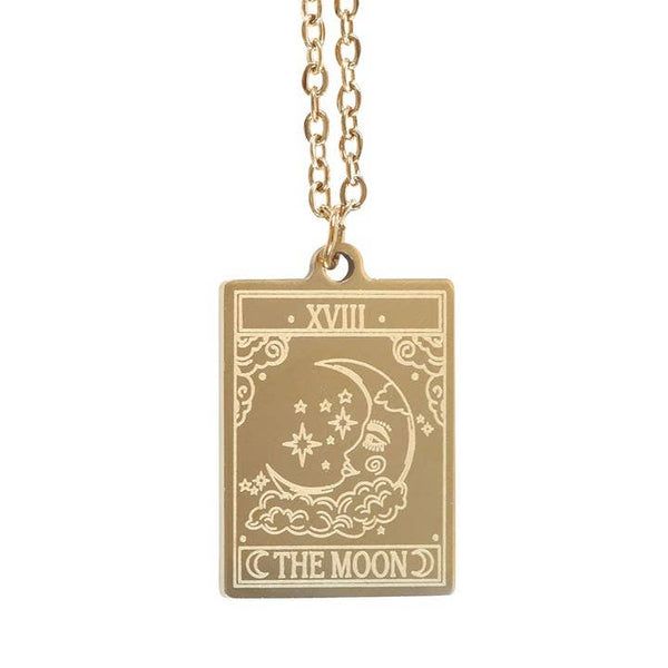Colar Vintage com Carta de Tarot da Lua