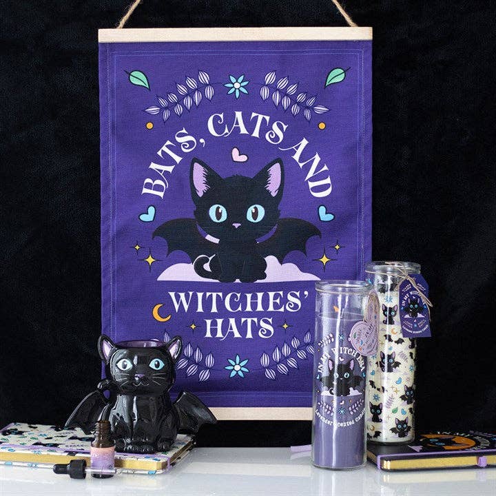 Of Mustaches & Wings Lavender Tube Candle Bat Cat