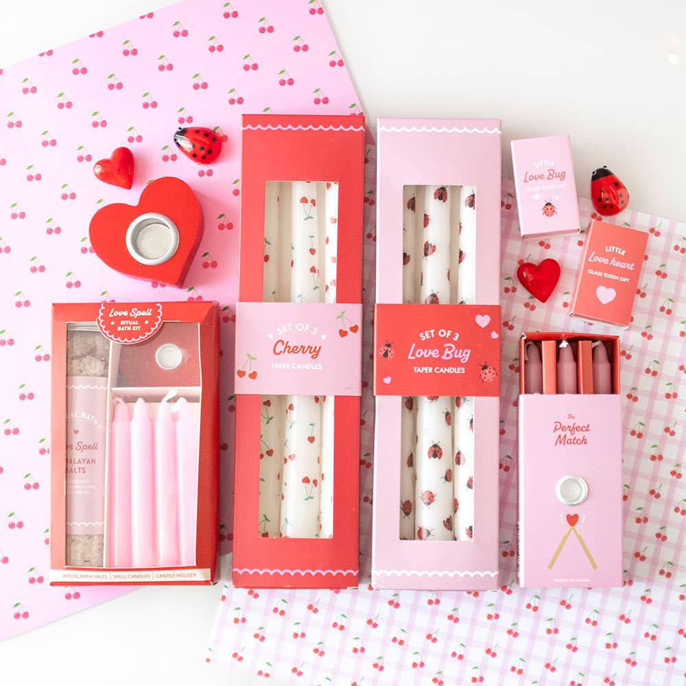 Set van 3 kaarsen met lieveheersbeestjesprint.