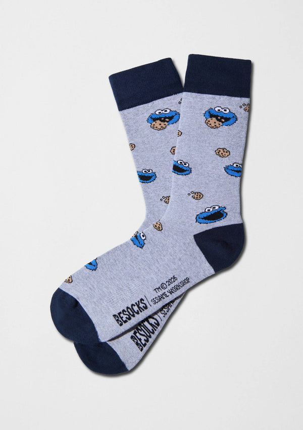 Chaussettes BeSesameStreet Cookie Monster Gris - coton biologique – Besocks