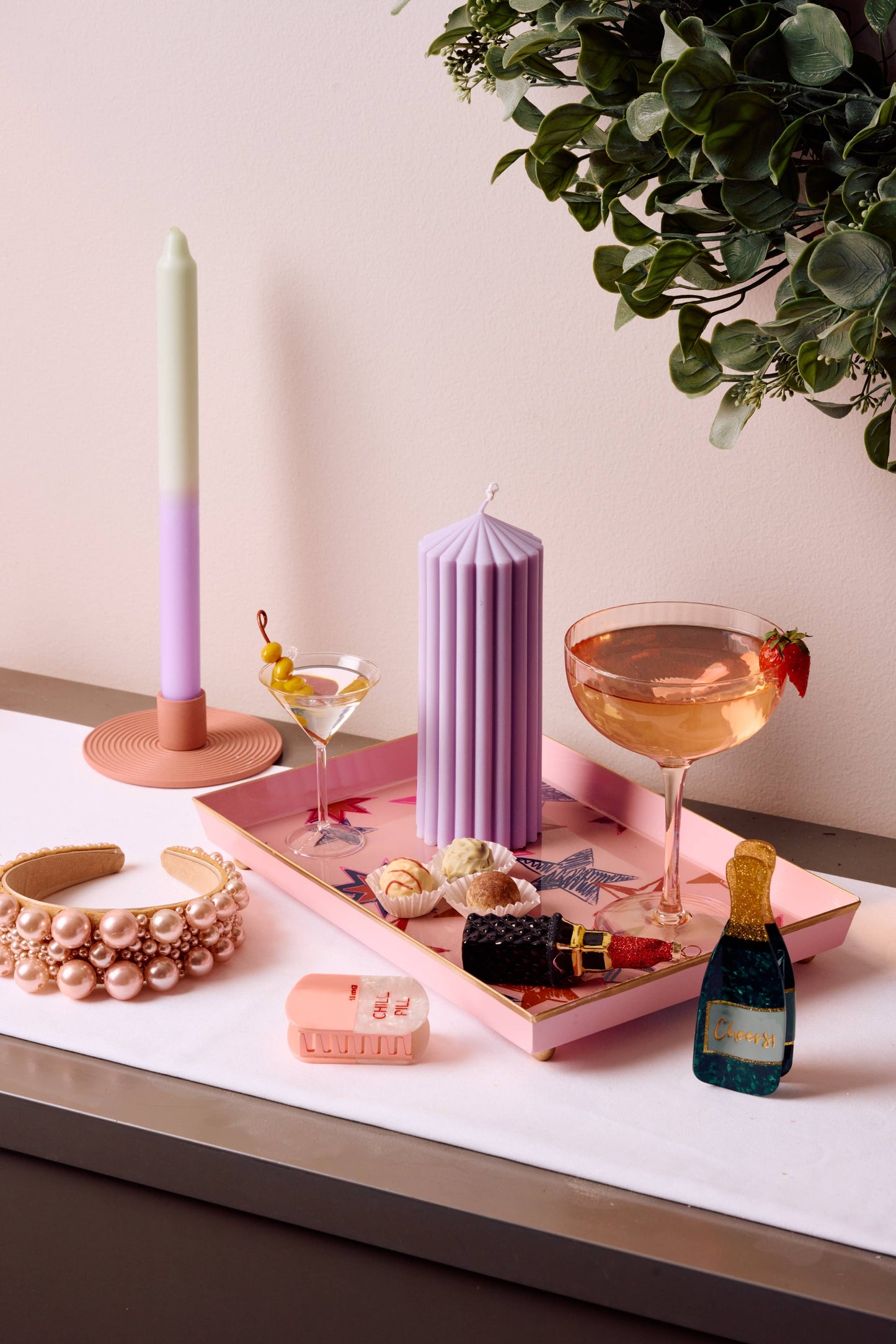 Candelabro de cristal con burbujas de Barbie