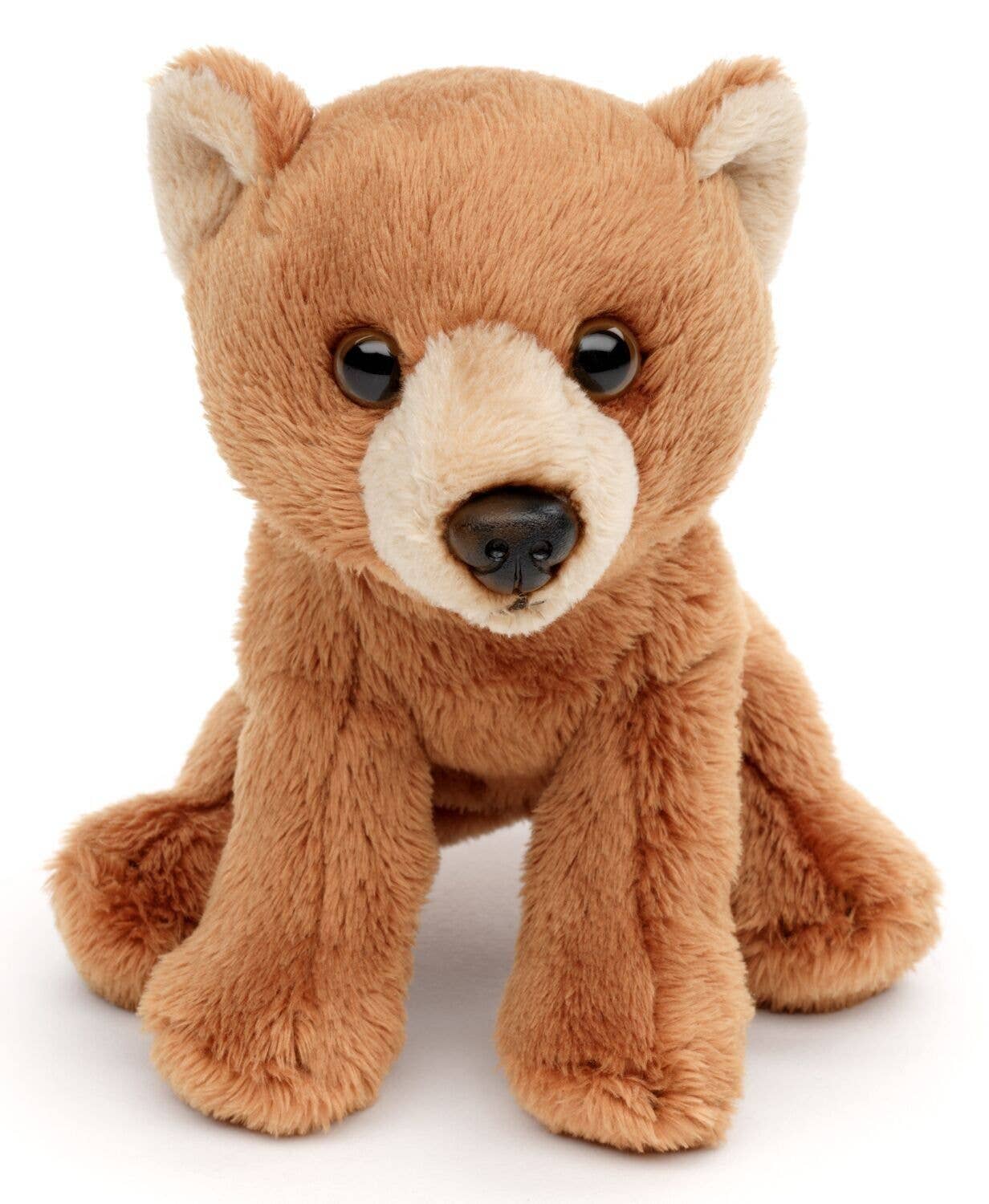 Urso de peluche castanho - 13 cm (comprimento) - brinquedo de peluche fofinho