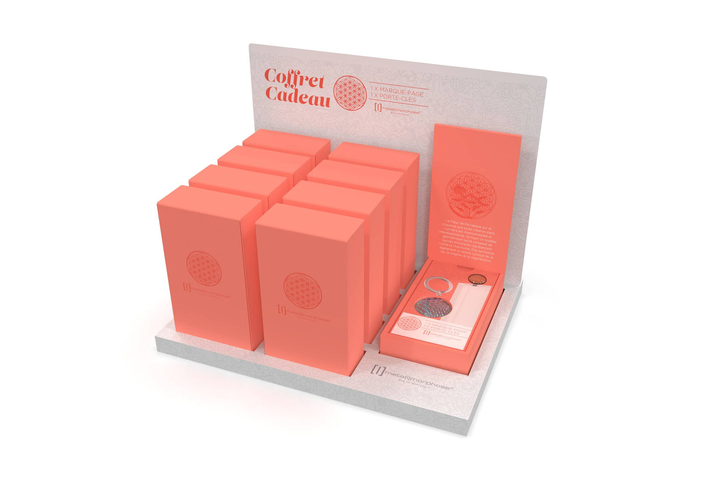 Coffret Porte-clés et Marque page "Fleur De Vie"