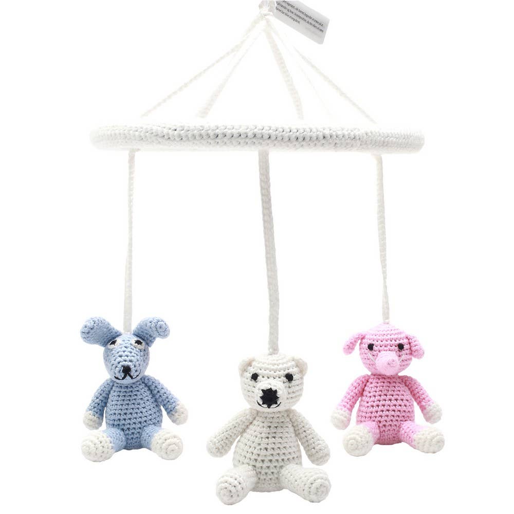 Mobile avec éléphant, ours polaire et lapin