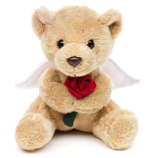 Peluche Nounours ange gardien avec rose rouge Uni Toys