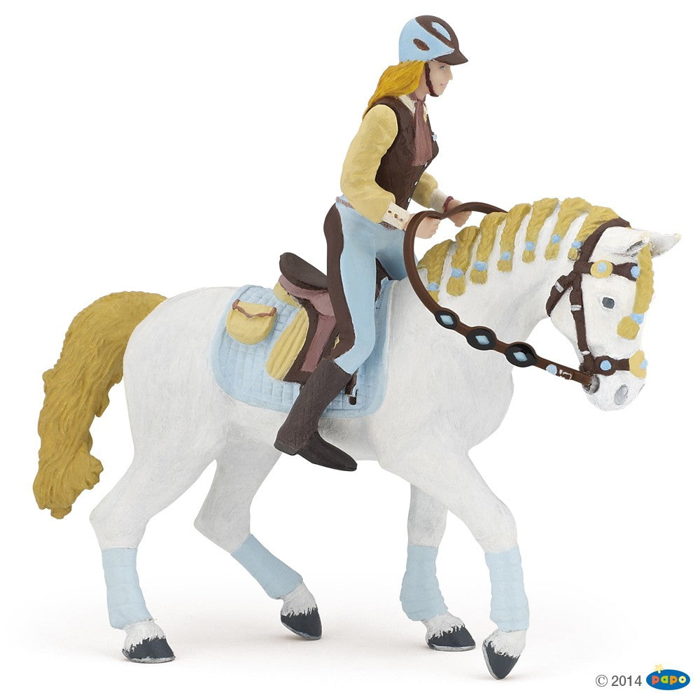 Figurine Cavalière fashion bleue