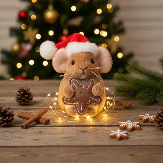 Peluche Souris de Noël avec biscuit