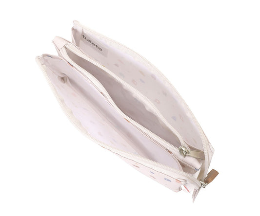 Estuche geométrico de 3 compartimentos para lápices con diseño de naturaleza