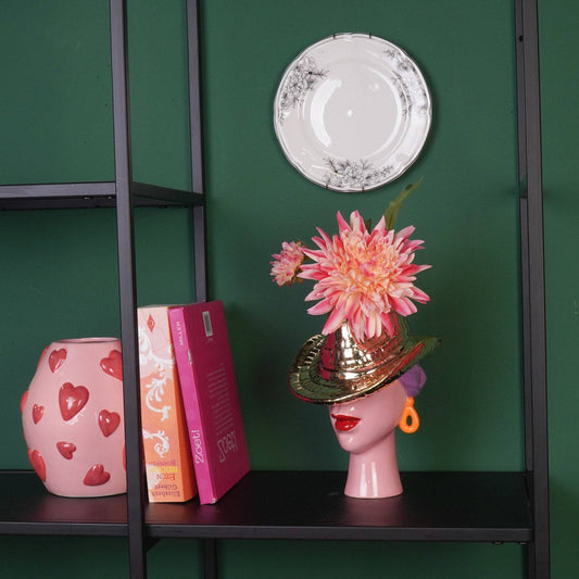 Bloemenvaas - Vaas in de vorm van een cowboyhoed - Goud - 19x16x23,5 cm