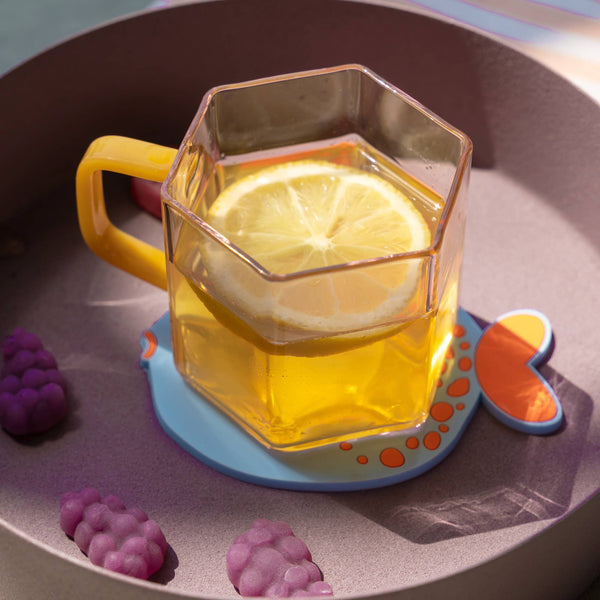 Mug en Verre Géométrique Rose Helio Ferretti Vue 1