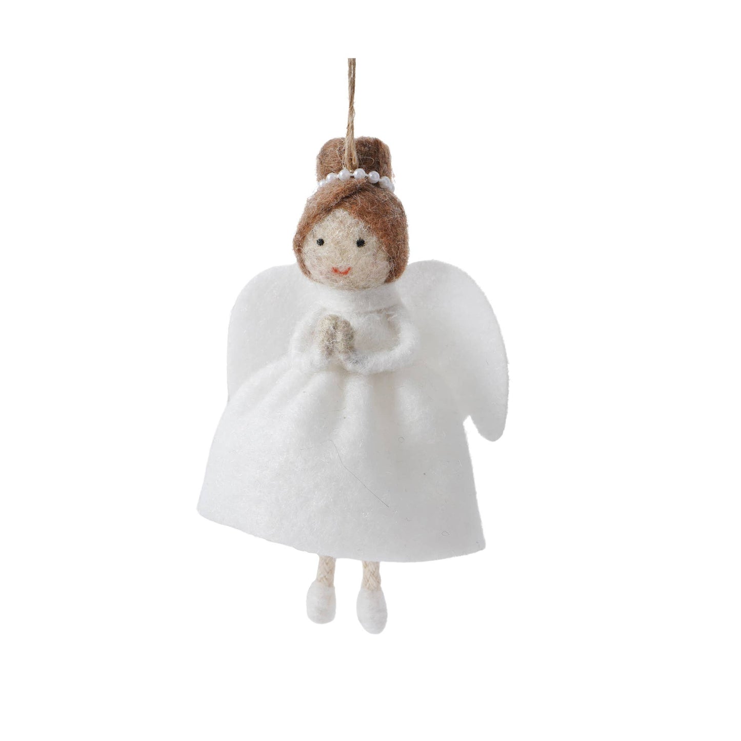 Hanging decoration: Felt angel with dark hair