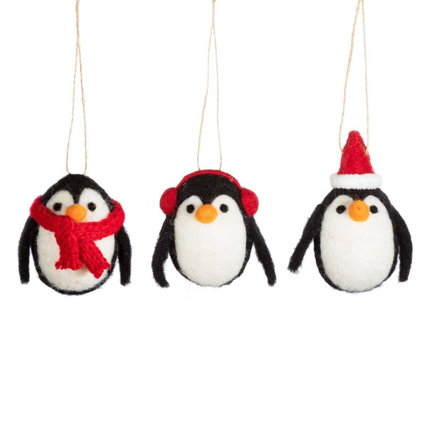 3-Pack Felt Penguin Hanging Decorations
