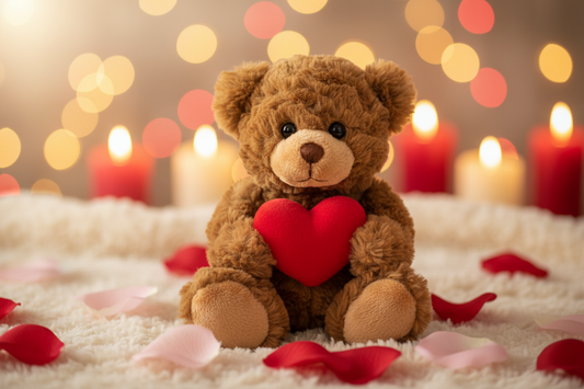Brown teddy bear with heart