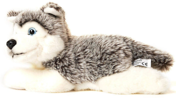 Peluche Chiot husky couché gris Uni Toys