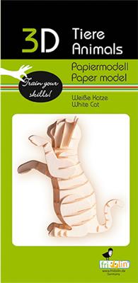 3D-papieren model - Witte kat