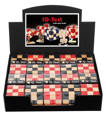 Casse-tête: CUBE de SERPENT 5x5x5cm, ass. de 2 couleurs, en bois, en présentoir