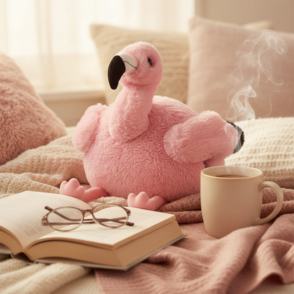 Scaldamani in peluche - Fenicottero