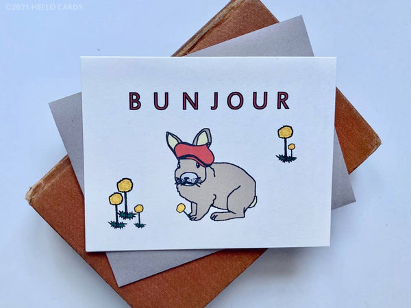 Biglietto di auguri coniglietto "Bunjour"