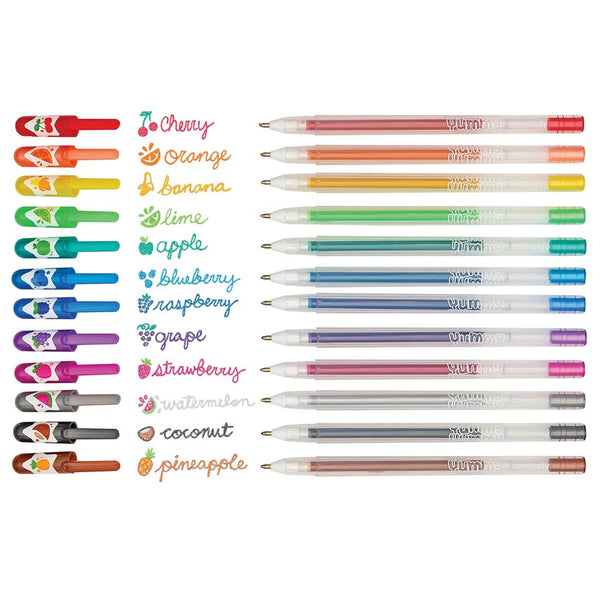 Set di 12 penne gel glitterate e profumate