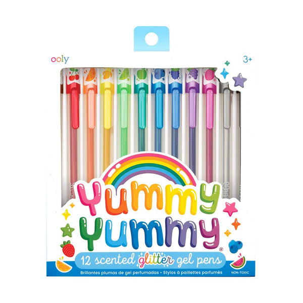 Set di 12 penne gel glitterate e profumate