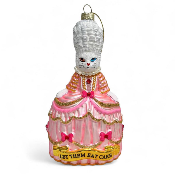 Boule de Noël Chat Blanc Marie Antoinette “Let Them Eat”