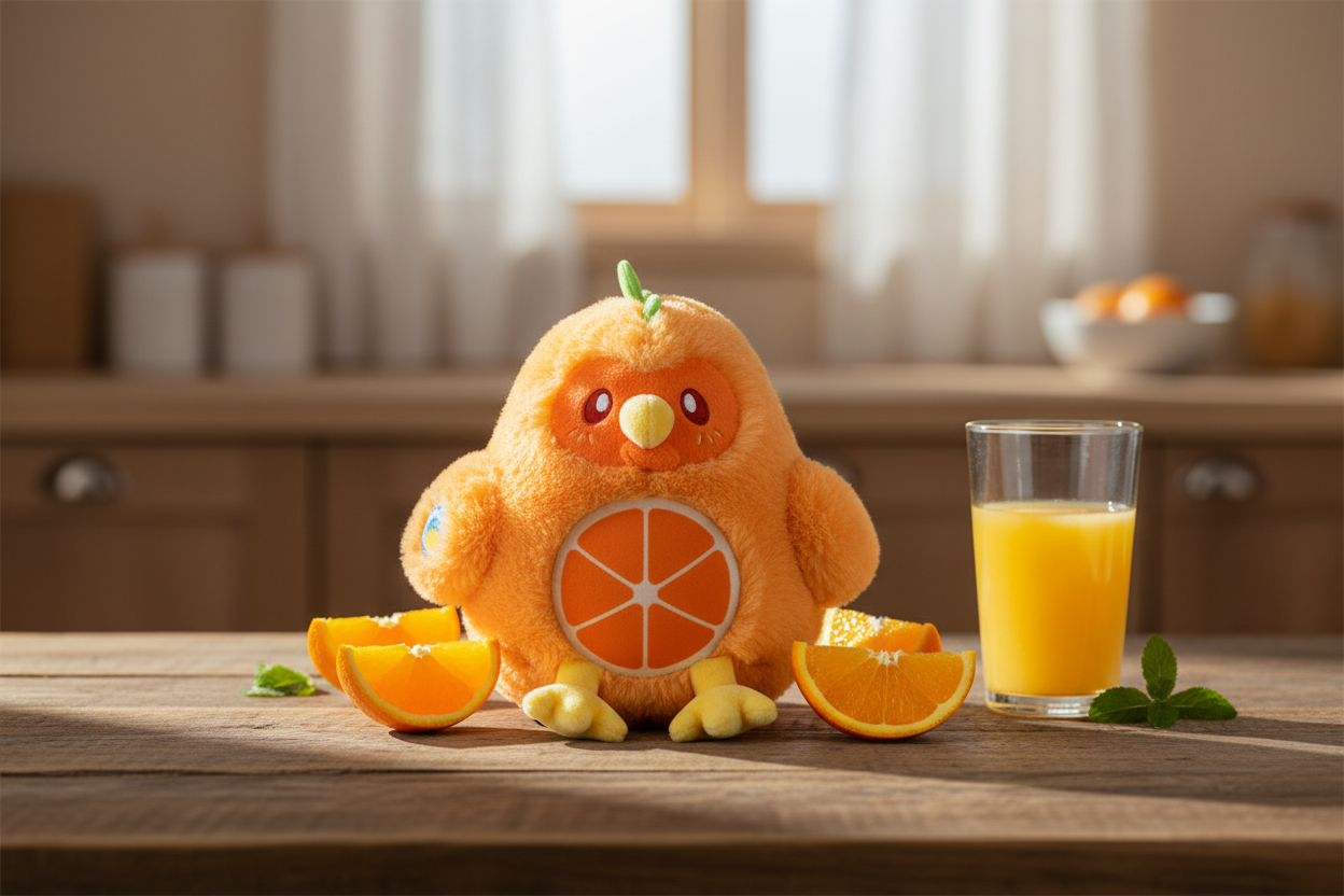 Mini Frango Laranja de Peluche Macio