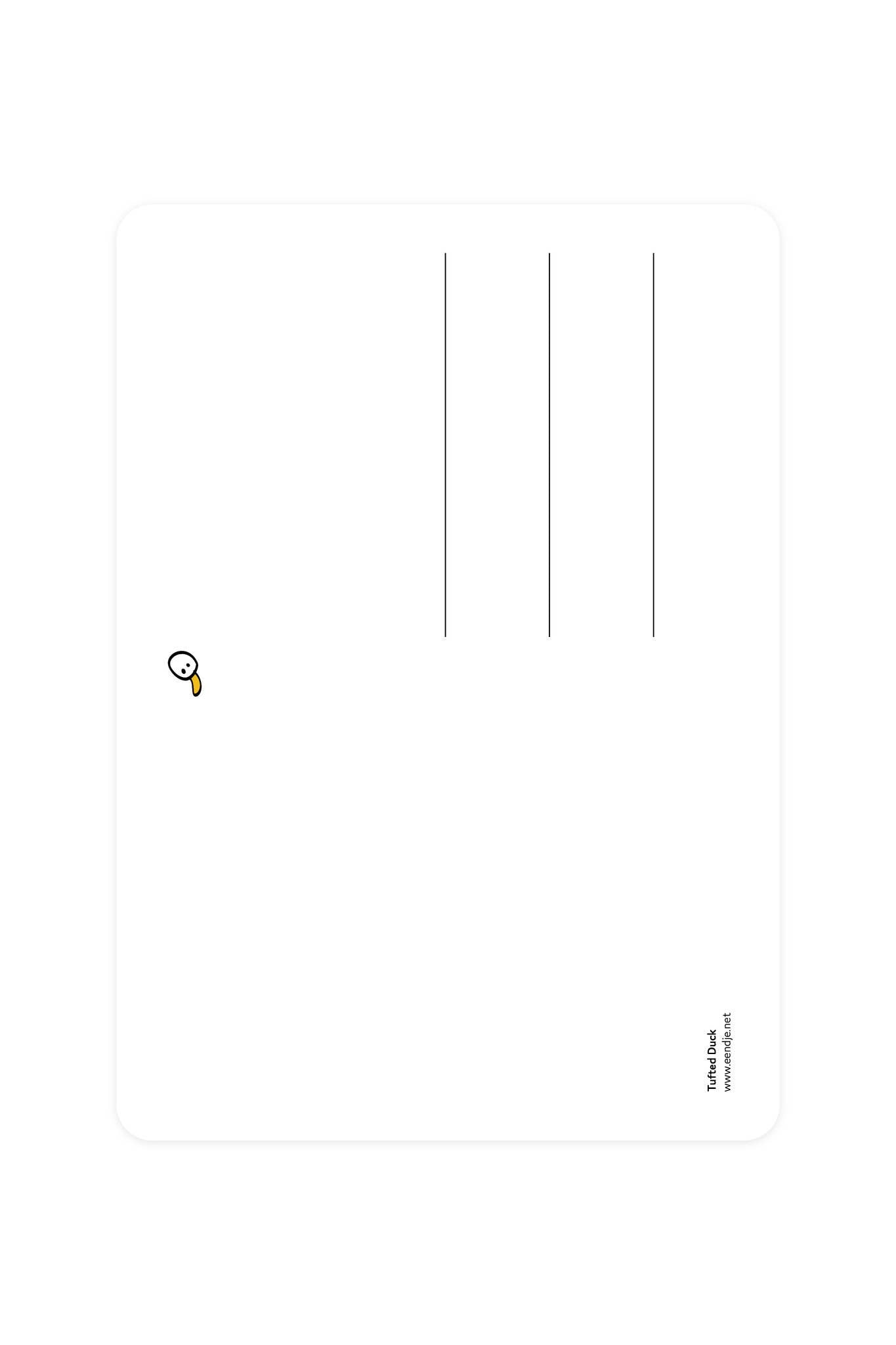 Postal con un pato moñudo - Patito de la suerte