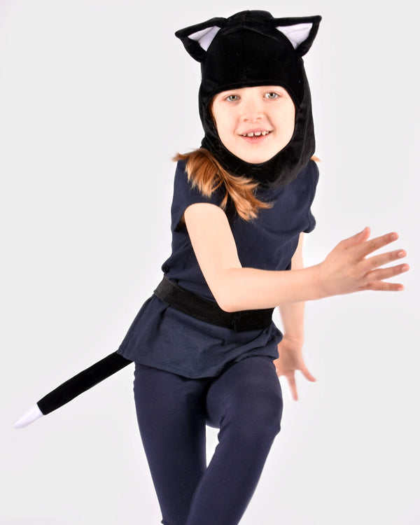 Ensemble chat noir (capuche et queue) 3 à 5 ans