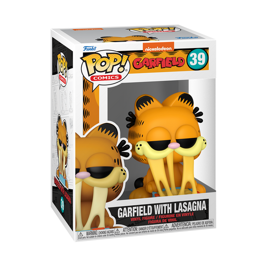 Garfield con plato de lasaña