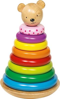 Tour de blocs à ranger: TOUR D' ANNEAUX A RANGER OURS L22cm, 10 pièces, 2+